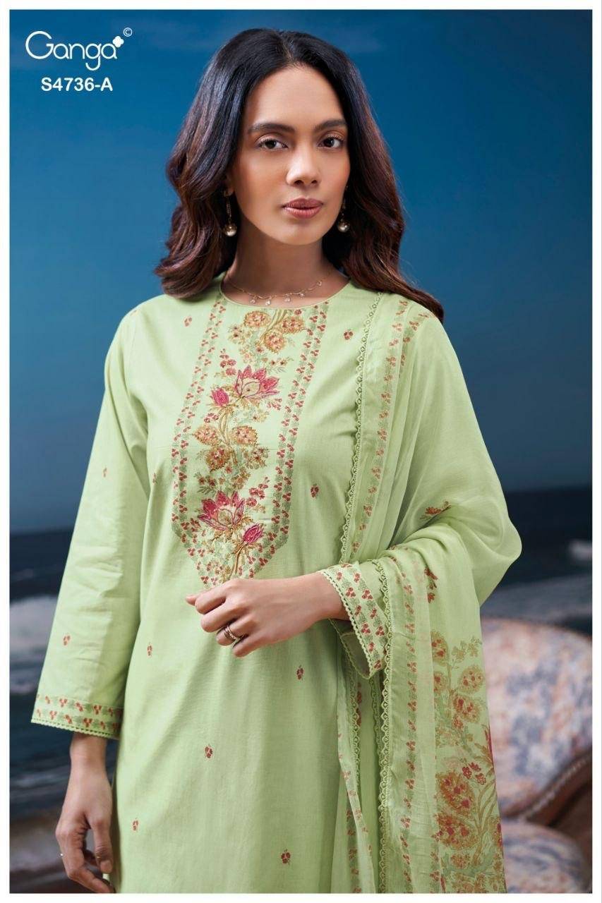 ALYARA 4736 By GANGA 4736 A TO 4736 D Beautiful Festive Suits Stylish Colorful Fancy Casual Wear & Ethnic Wear PREMIUM COTTON Dresses At Wholesale Price